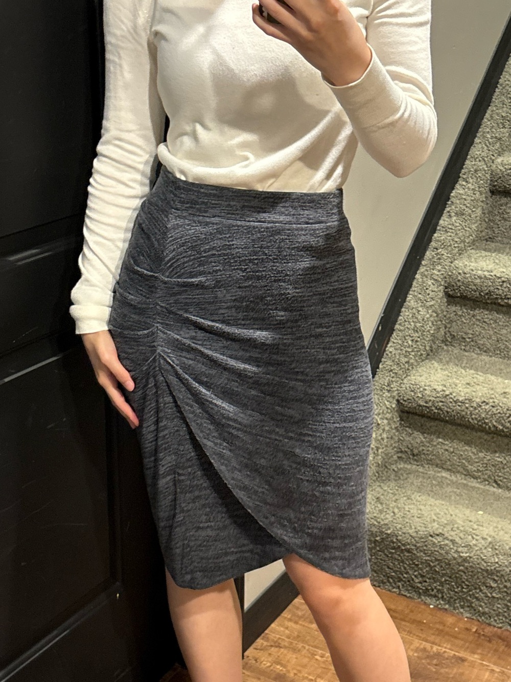Wilfred Charcoal Gray Ruched Pencil Skirt